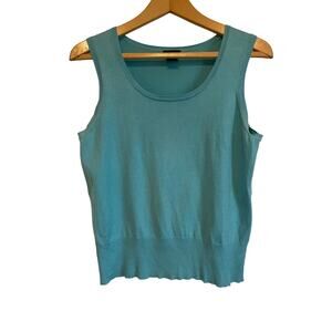 evie aqua blue silk sweater vest lightweight solid preppy stretchy Size L